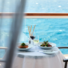 Lunch on the deck of a Seabourn craft.