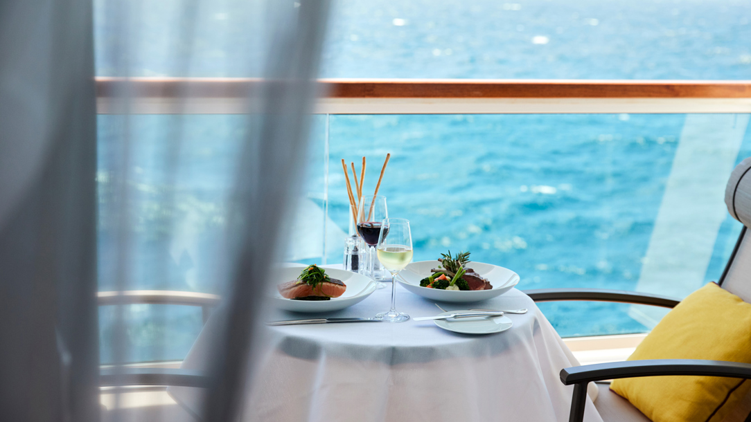 Lunch on the deck of a Seabourn craft.