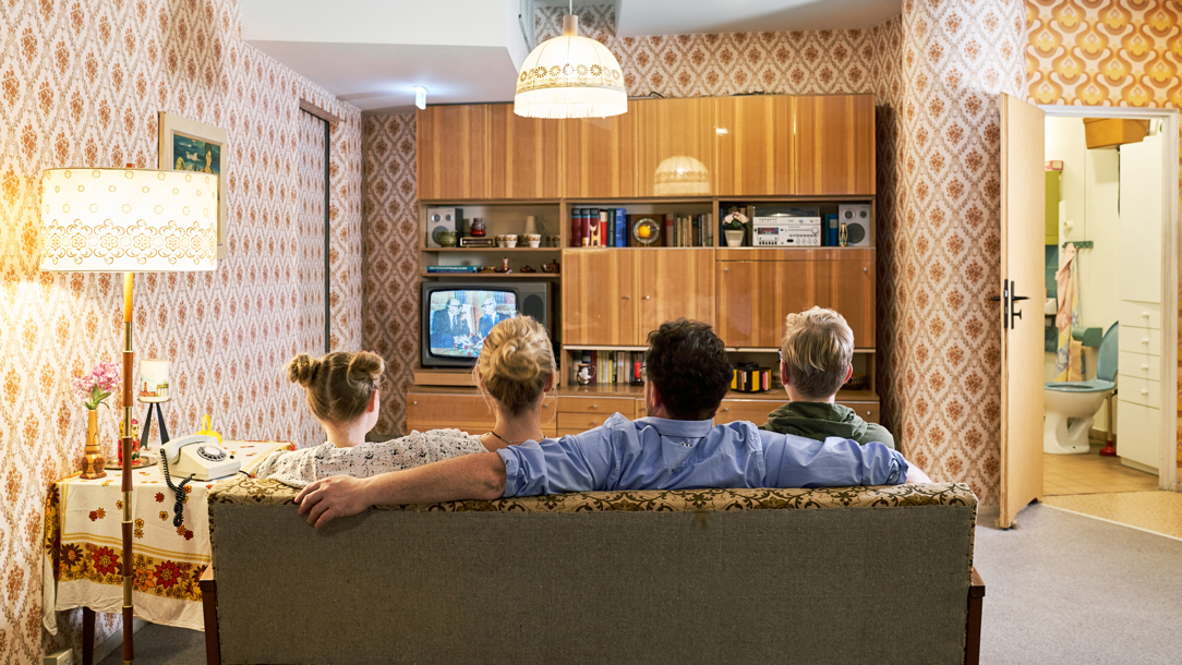 An exhibition display in the DDR Museum Wohnzimmer.