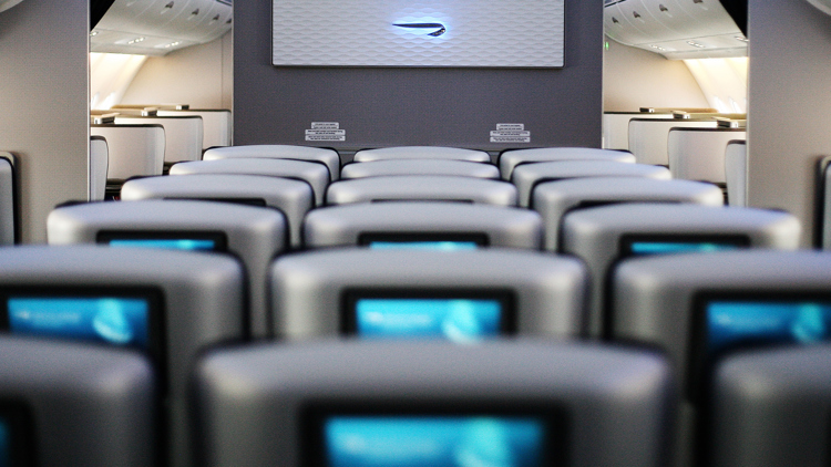 Screen on a British Airways plane.