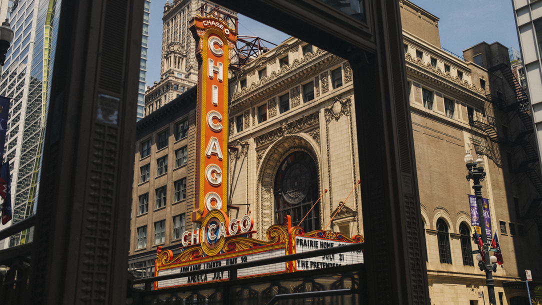 A street level view of Chicago.