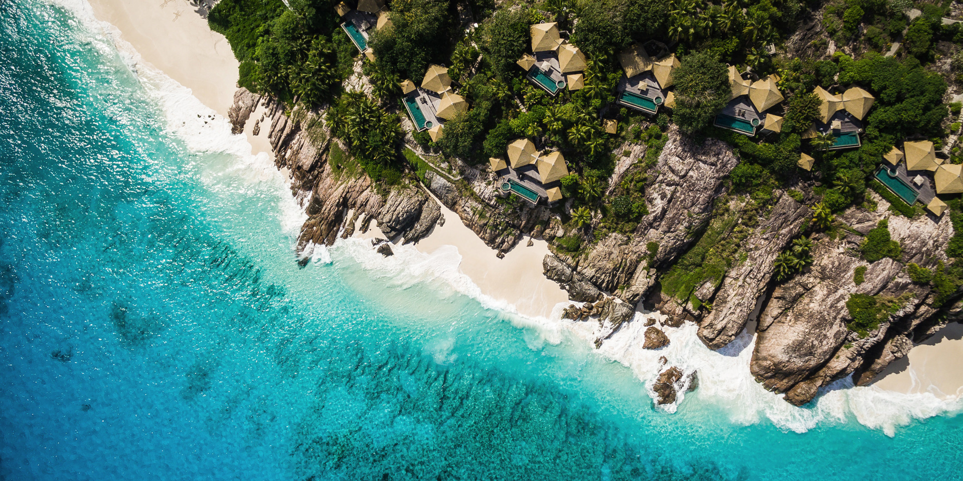 The private Fregate Island photographed from above.