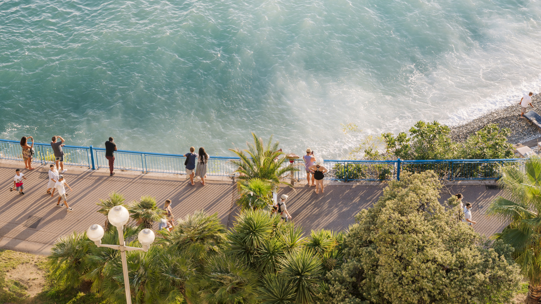 Looking down on the promenade in Nice.