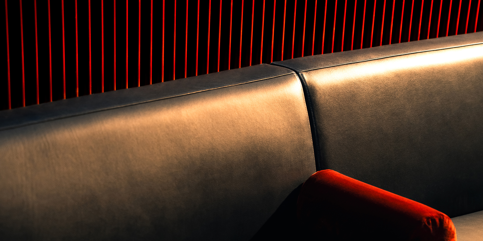 A detail of a chair in a British Airways lounge.