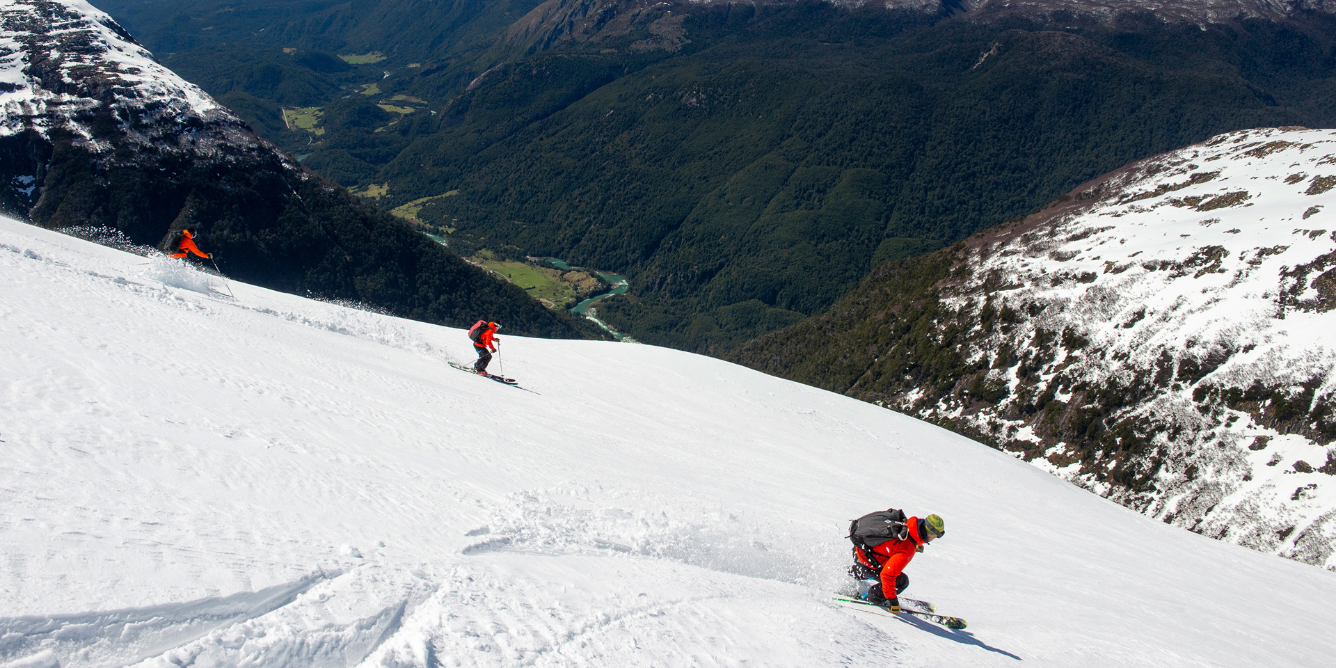 Heli skiing at the Palena Lodge.