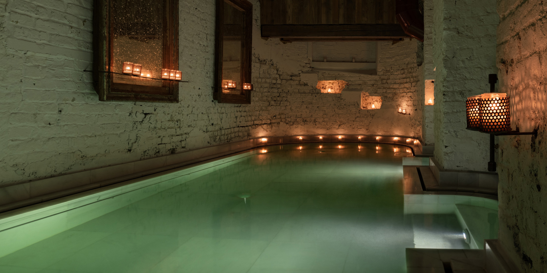 The swimming pool inside an underground spa in London.