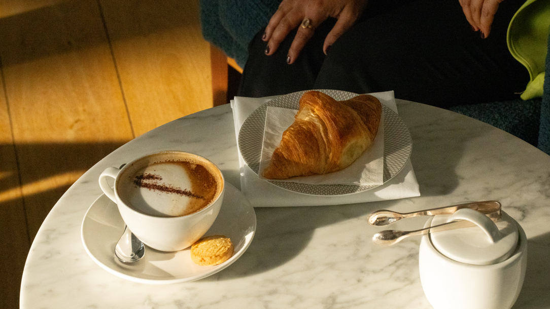 Breakfast in the Concorde lounge at Heathrow airport.