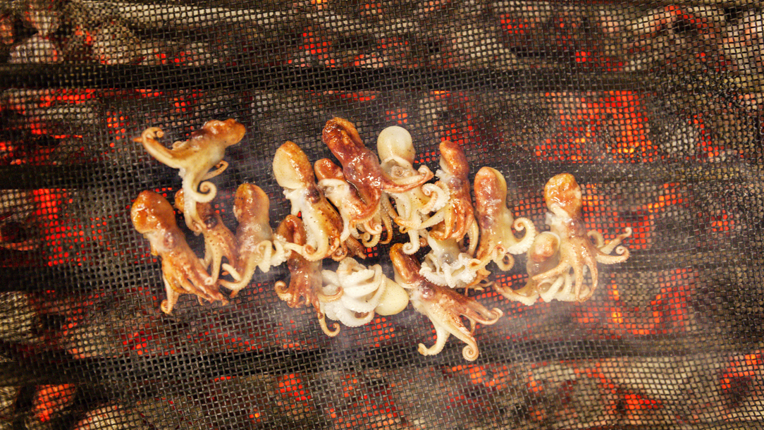 Seafood on a grill at Asador Etxebarri.