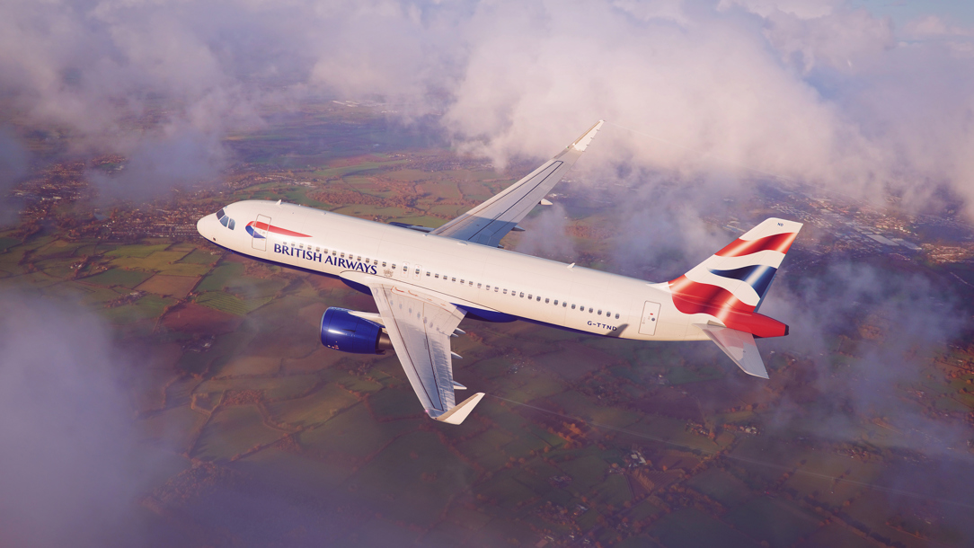 British Airways Airbus A320neo in flight.