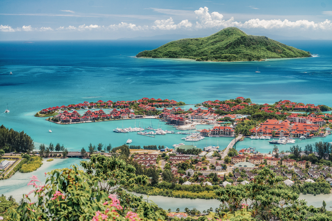 A high angle view of the Seychelles.