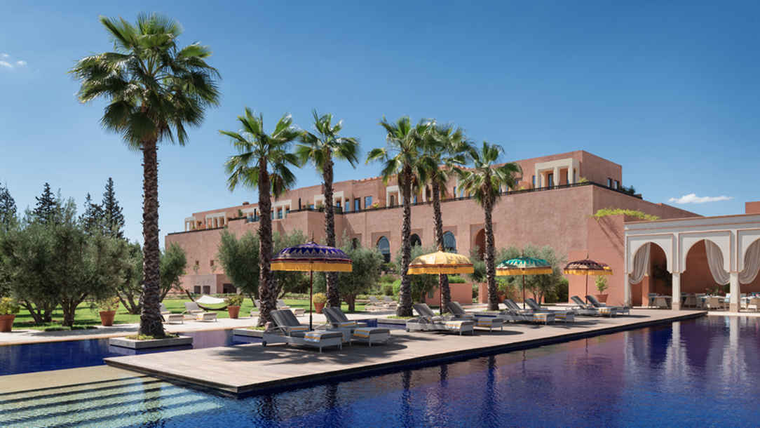 A pool at the The Oberoi Marrakech hotel.