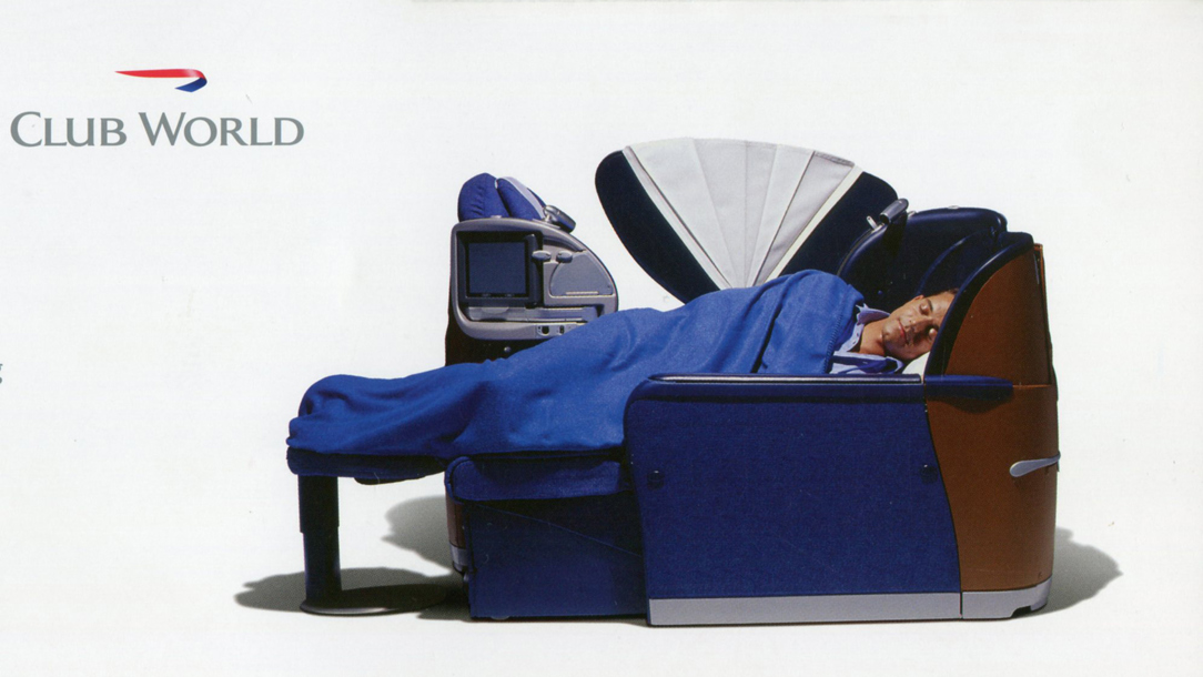 An advertisement for British Airways Club class seats.