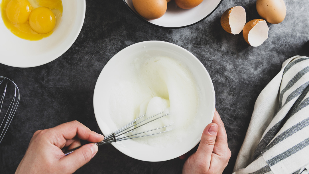 Pancake batter being made.