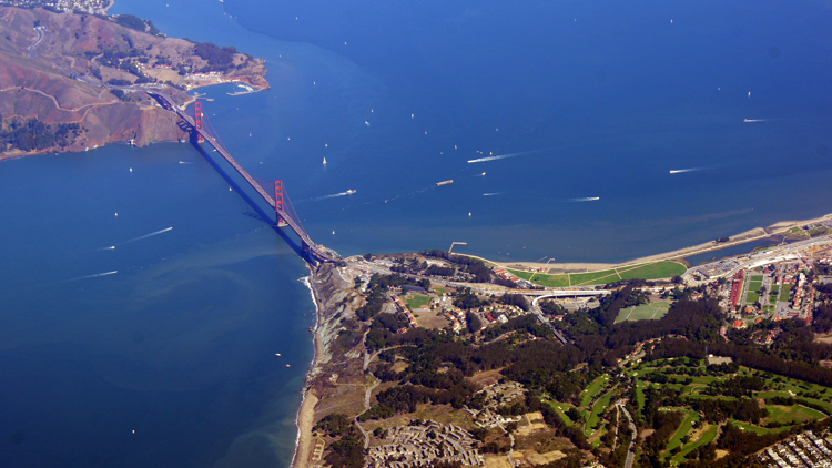 A view of San Francisco from the air.