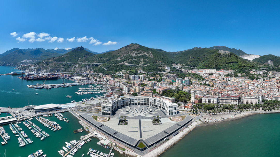 The harbour at Salerno focusing on Piazza della Liberta