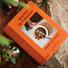 A cookbook photographed from above.