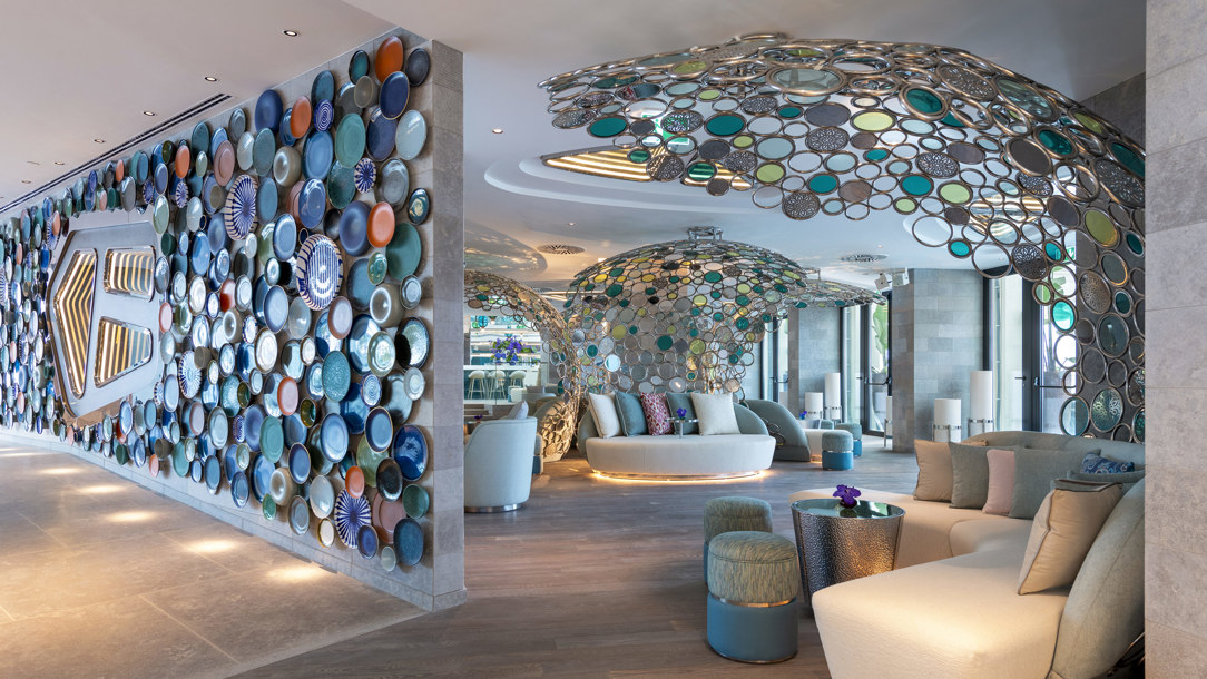 The lounge area of the W Algarve hotel.