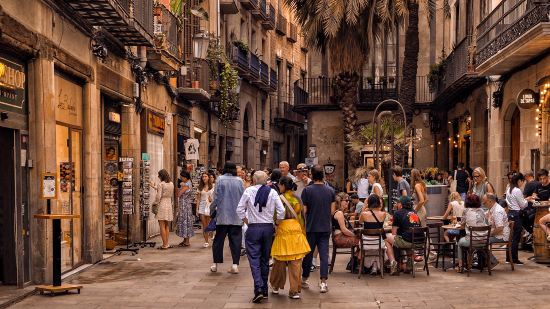 People on the street in Barcelona.