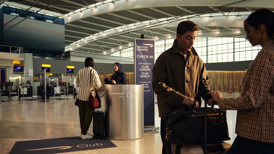 British Airways passengers checking in at Heathrow.