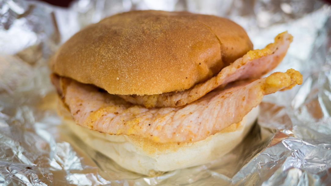 Peameal bacon in a bun.