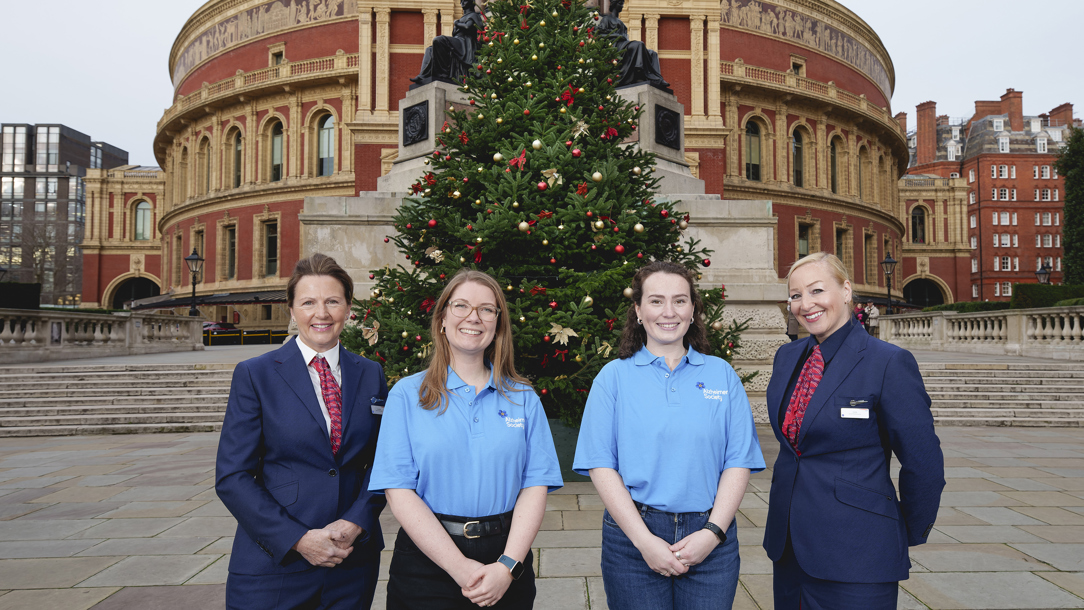 British Airways staff in front of the Royal Albert Hall.