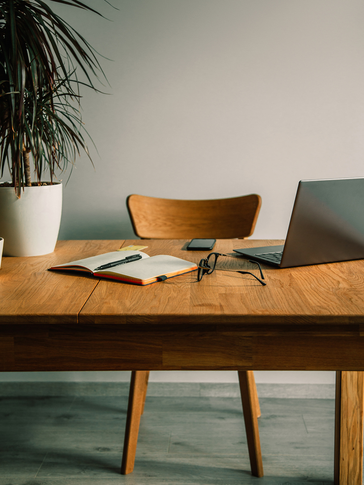 A stylish desk in a home office.