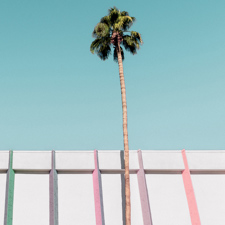 A modern building with pastel colours in Palm Springs.
